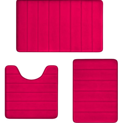 3-piece Memory Foam Bathroom Rug Set Red