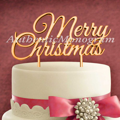 Wood Christmas Cake Topper