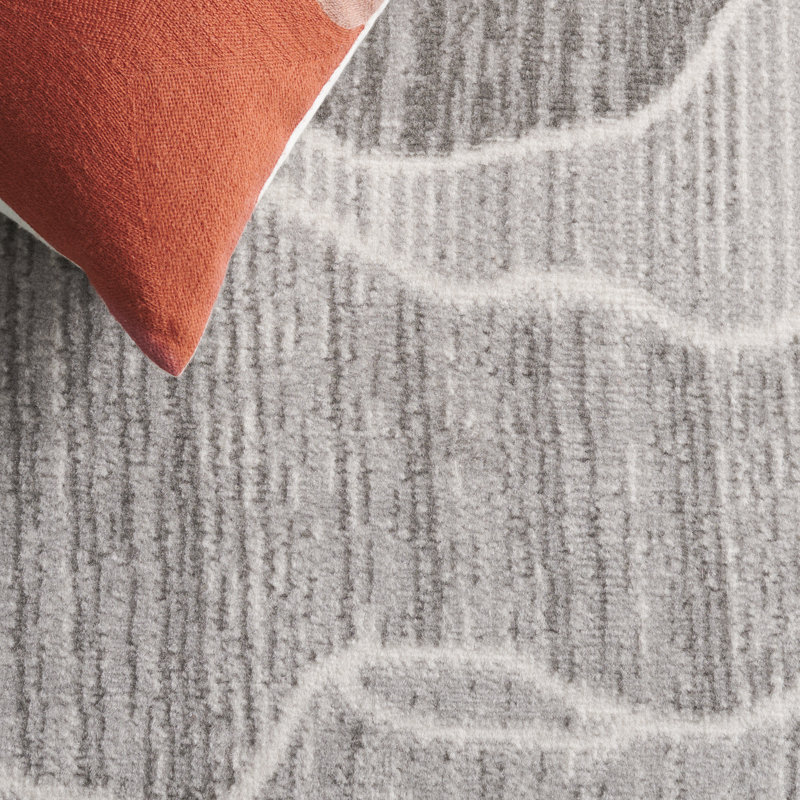 Loanne Temple Bcf/Jute/Latex/Overlock Abstract Rug in Gray, Square 6'7"