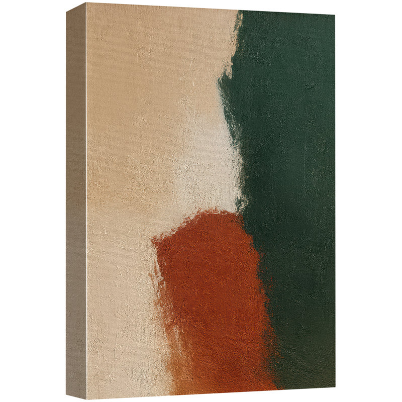 Vert, rouille et beige, art abstrait, reproduction d'art sur toile encadrée, H 48 po x l 32 po x P 1,5 po, Toile tendue