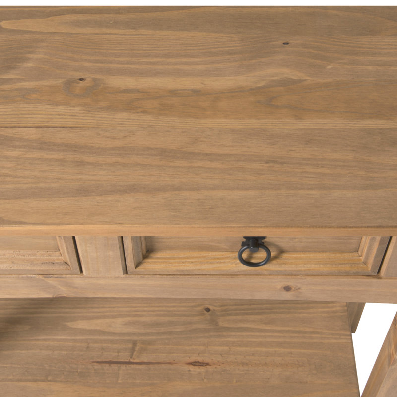 Dinnington 34.49'' Solid Wood Console Table, Antique Brown, Brown