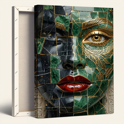 Mosaic Face Canvas Wall Art Oil Painting Print Set Of 1