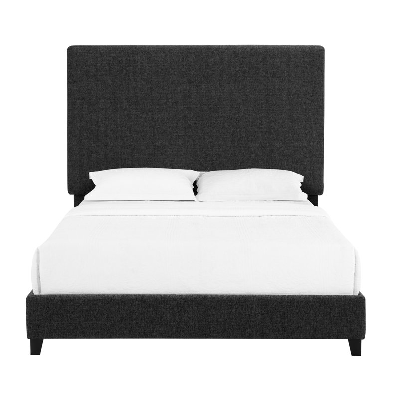 Grand lit tapissier gris anthracite