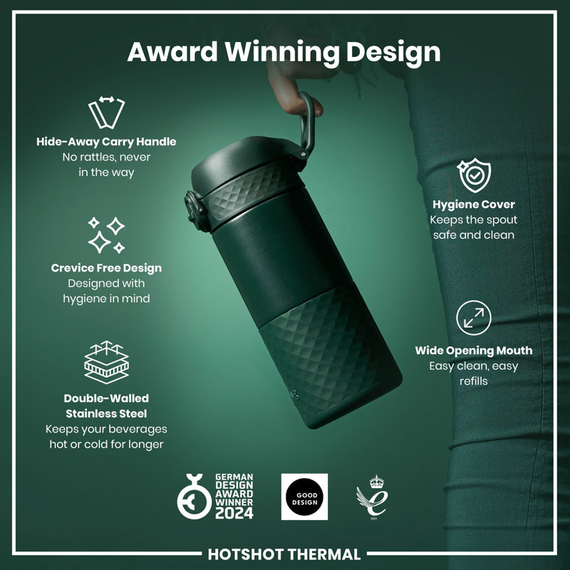 Ion8 Vacuum Insulated Stainless Steel Travel Mug, Dark Green