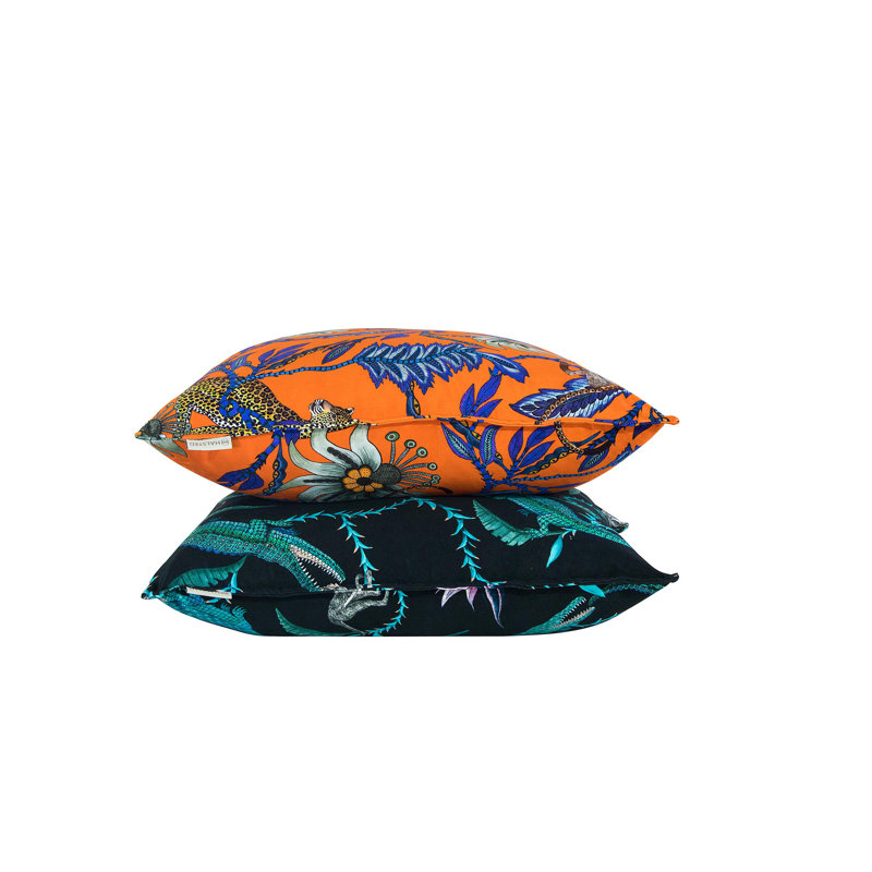 Ardmore 'Monkey Bean' Velvet Pillow, Flame