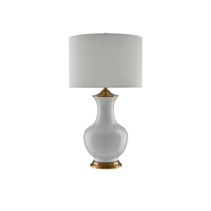 Lilou Table Lamp, White/Antique Brass