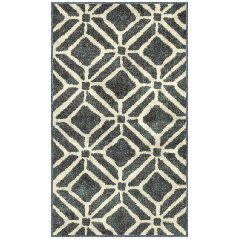 Tapis bleu délavé Modena Geo, Rectangle 1 pi 8 po x 2 pi 10 po