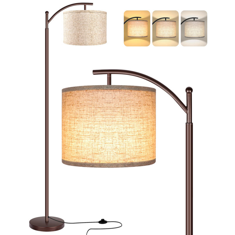 Floor Lamp for Living Room with 3 Color Temperatures LED Bulb, Brown