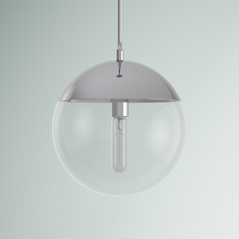 Yearby 1-Light Dimmable Globe Single Pendant, 65" H x 10" W x 10" D, Chrome, Clear