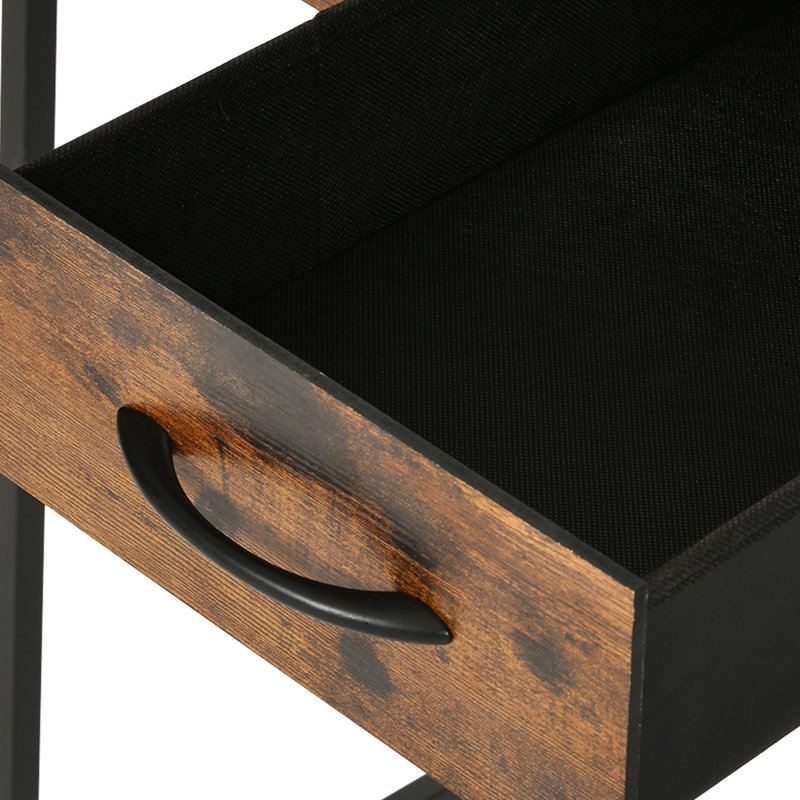 31.4'' W Small Computer Desk with Drawers, Monitor Stand & Hooks, Brown/Black