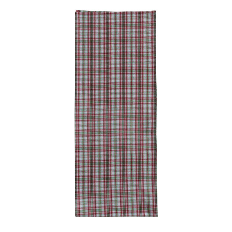 Woven Cotton Table Runner W Plaid Pattern