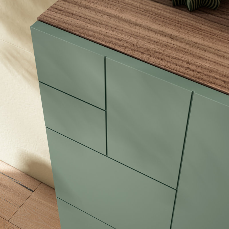 15 Pair Shoe Storage Cabinet, Green