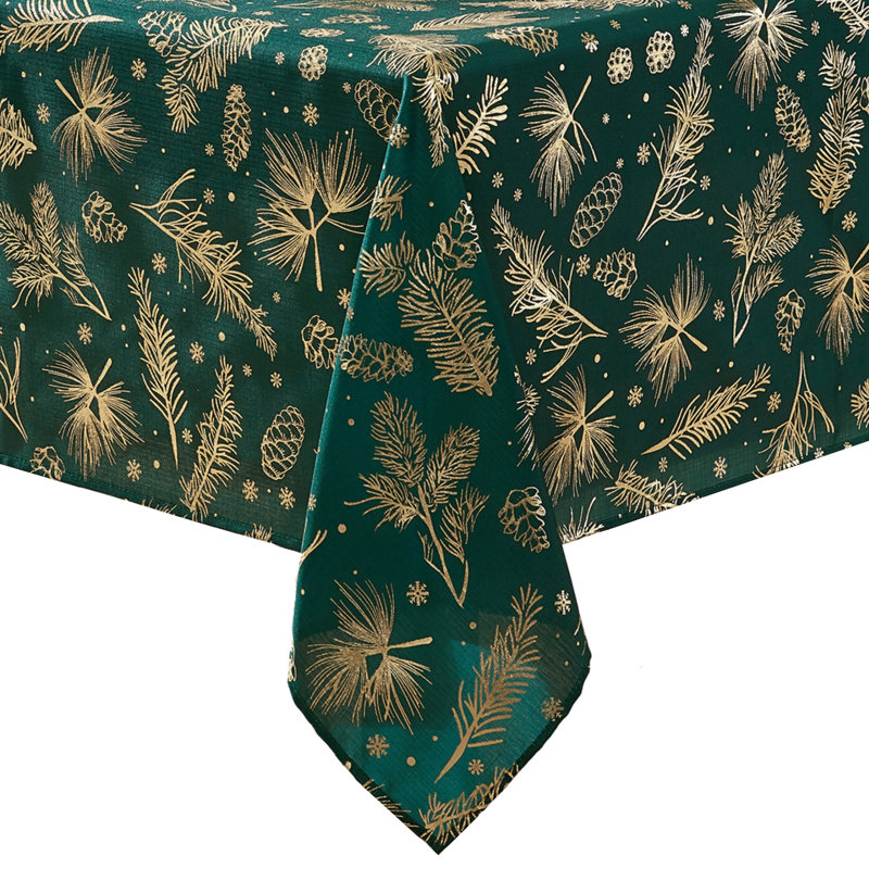 Kamoria Pine Foil Fabric Holiday Tablecloth, 102" x 60"
