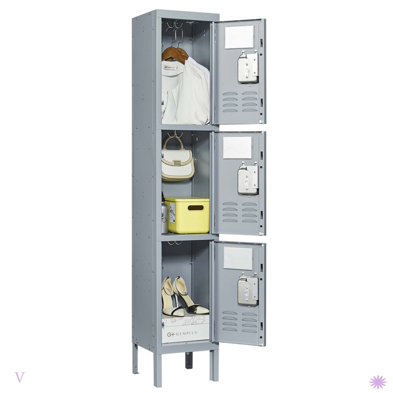 Armoire vestiaire en métal à 3 portes avec serrure et armoire de rangement