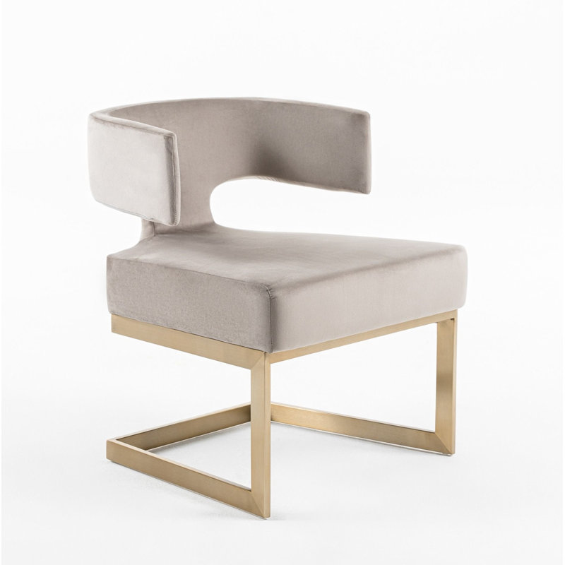 Chaise avec accoudoirs rembourré velours blanc cassé Malachi