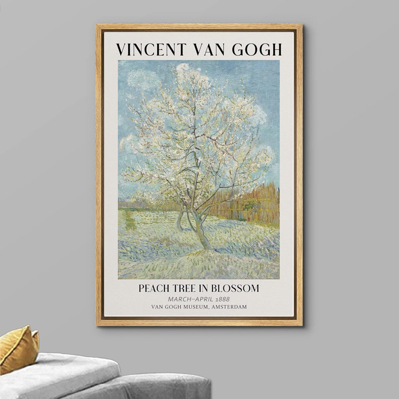 «Classical Artwork Peach Tree In Blossom», reproduction d'art sur toile, Naturel, H 36 po x l 24 po x P 1,5 po