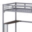 Lit mezzanine simple en métal avec bureau - Solution, argent et garde-corps pratique