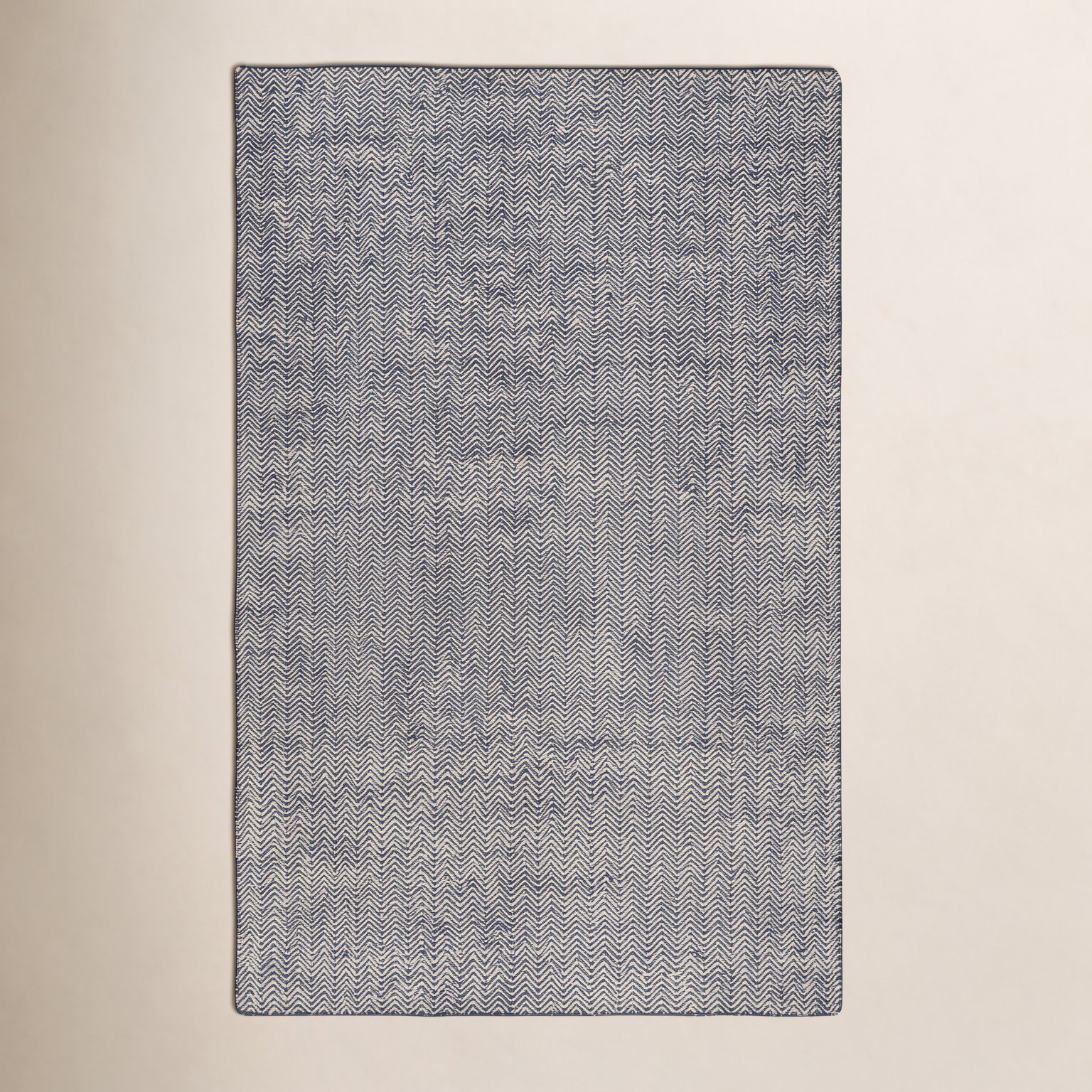 Rita Black White Hand-Woven Chevron Wool Rug, Rectangle 5' x 8'