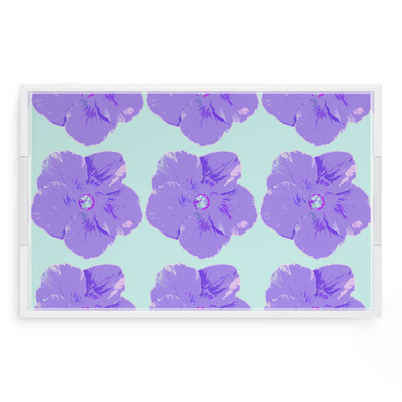 Hibiscus Acrylic Rectangle Decorative Tray, 2" H x 22.5" W x 14.5" D, Wander