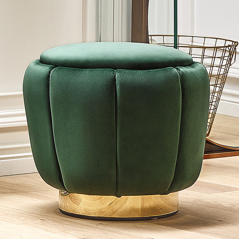 Scarlett 43cm Wide Tufted Round Standard Ottoman, Green