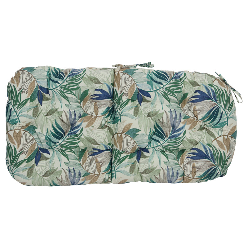48-Inch By 24-Inch Outdoor Rounded Seat/Back Rocker Cushion, Tan/Green/Oasis Chambray Floral
