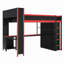 Lit mezzanine en bois avec garde-robe, bureau et charge USB