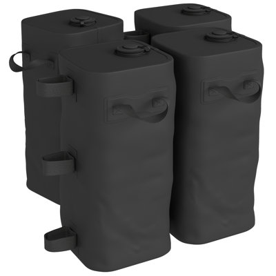 Outsunny Set of 4 Gazebo Weights Sand Bags with Carry Handles 25L x 4 Black
