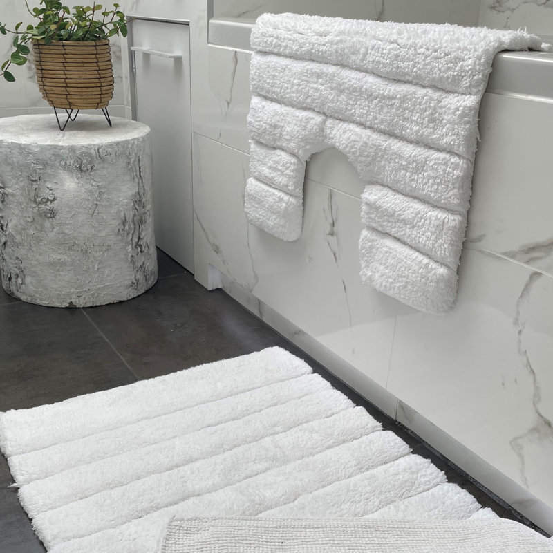 Mullane Ribbed Bathroom Mats Two Piece Set, White