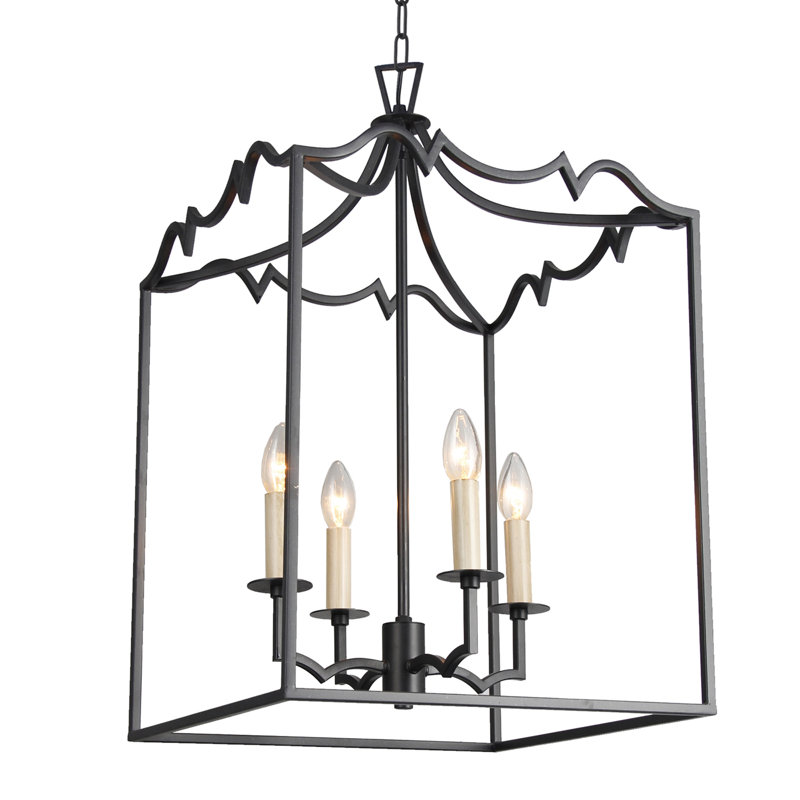 Lustre 4 lumières façon bougie en fer vieilli