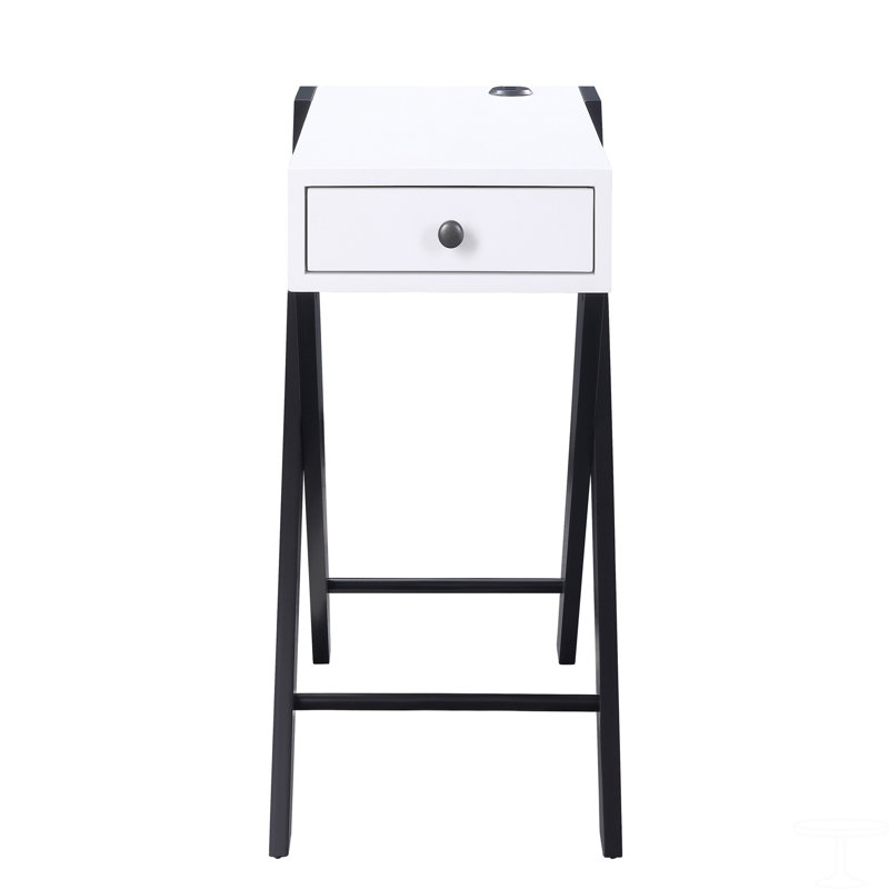 Table d'appoint avec ports USB, Blanc