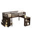 Lit mezzanine simple moderne avec rangement, bureau mobile coulissant, bois d'hévéa, foyer pour enfants