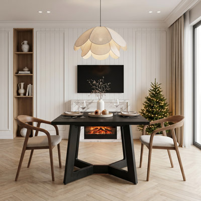 Table de salle à manger carrée 39,37 ", table de cuisine noire pour 4 personnes, meubles de salle à manger modernes en bois pour le salon, les appartements