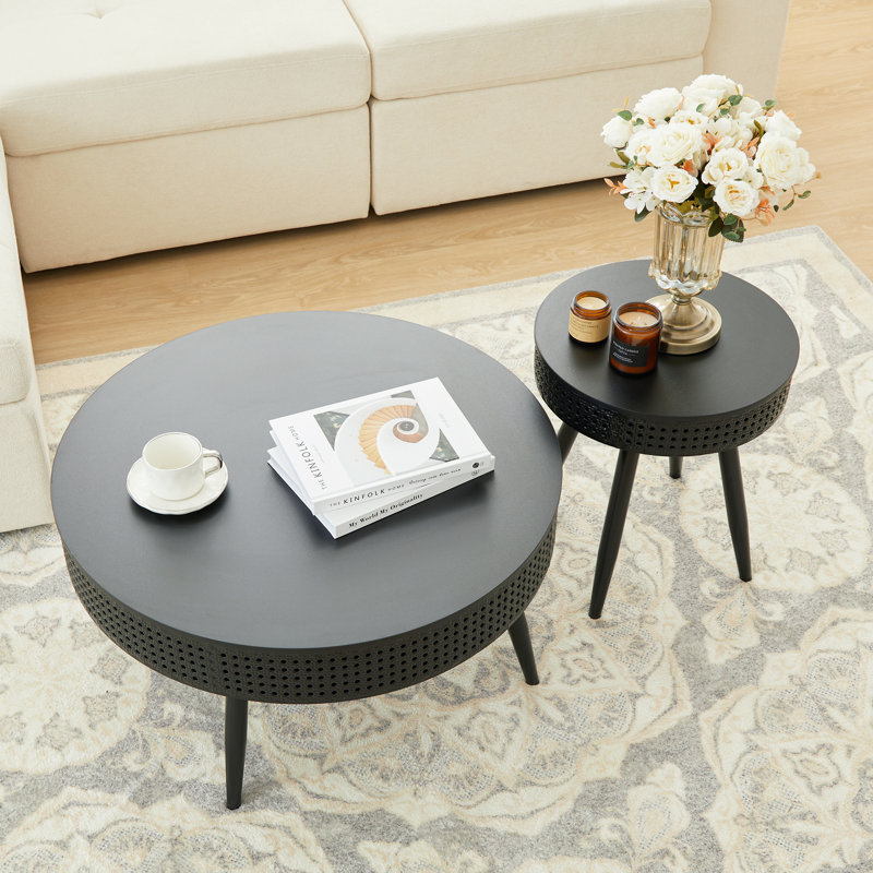 Miroslava 2-Piece Living Room Coffee Table Set, Black