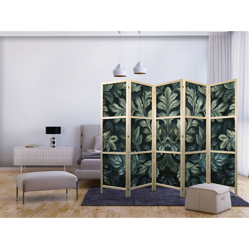 171cm H Solid Wood Folding Room Divider, 171cm H x 225cm W x 1.2cm D, 5