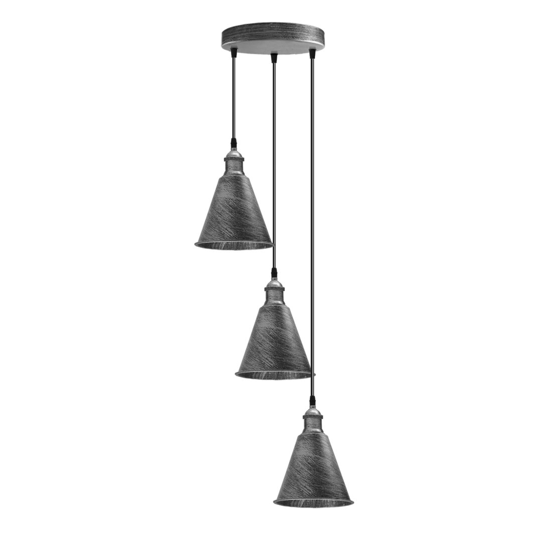 Deramus 3 - Light Brushed Silver Cluster Pendant