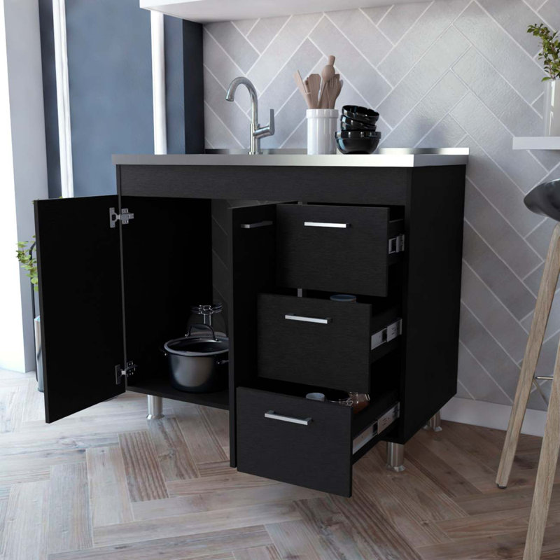 Armoire de rangement moderne à 2 portes et 3 tiroirs Darien