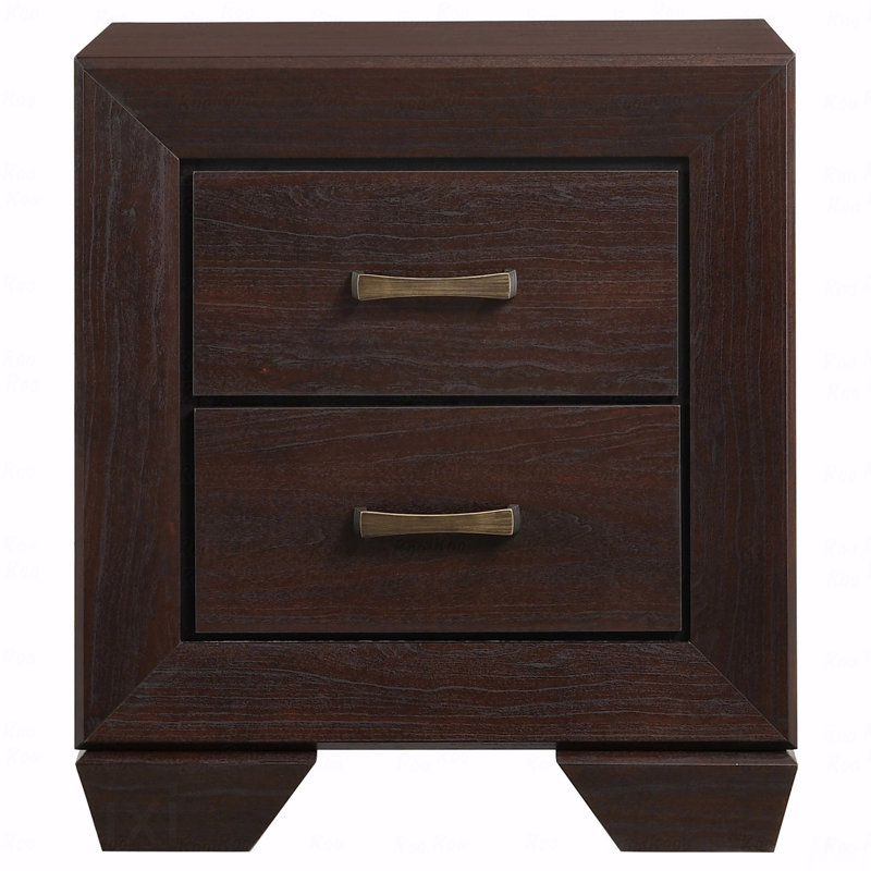 2-Drawer Rectangular Bedroom Nightstand, Brown
