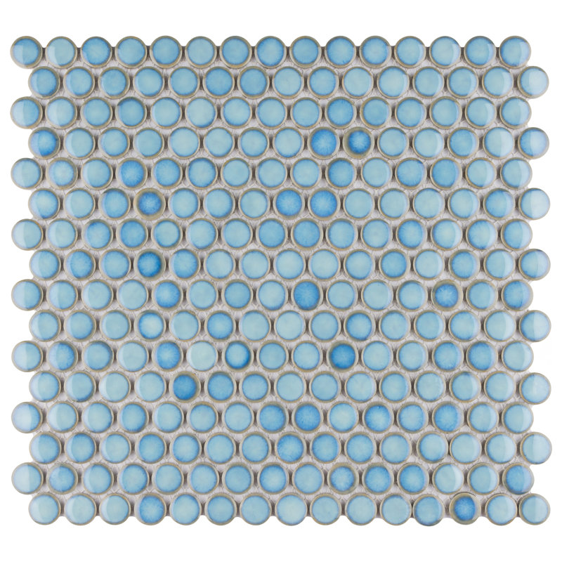 Hudson Penny Round .80" x .80" Porcelain Penny Round Mosaic Wall & Floor Tile, Marine