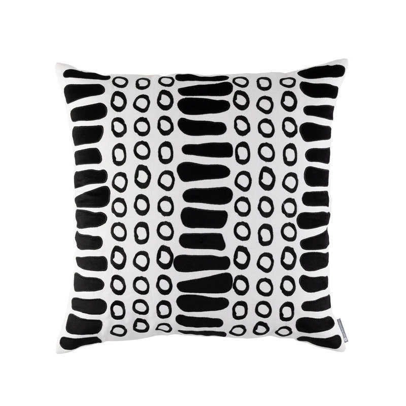 Peru Geometric Linen Throw Pillow, White/Black
