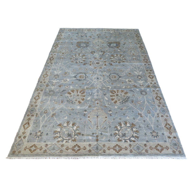 Tapis oriental gris Oushak 10 x 15 pi 9 po noué à la main 5BD0401E298343278A74153430194164