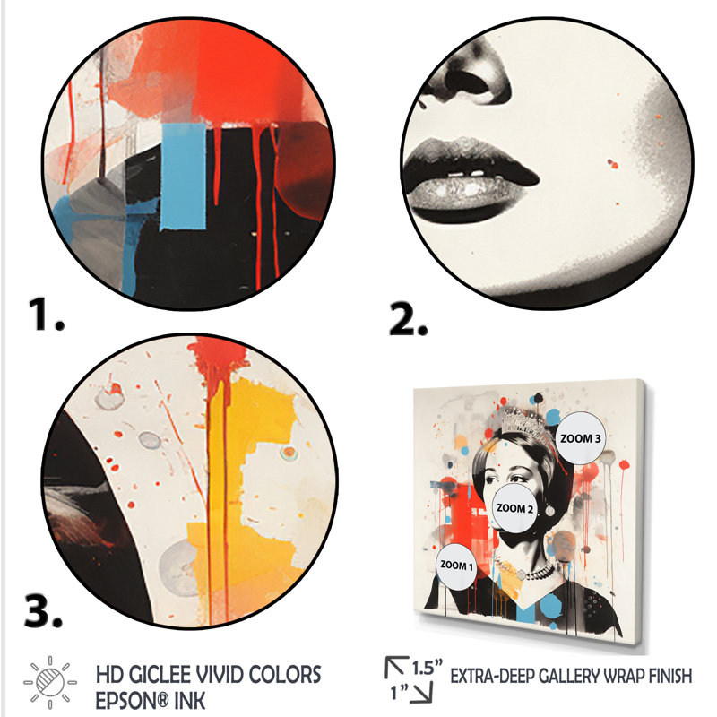 Pop Art Queen Elizabeth S Magazine I - célébrité, art mural, Toile tendue, H 30 po x l 30 po x P 1,5 po