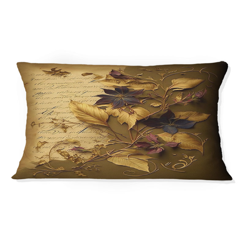 Coussin décoratif fleurs séchées rétro - fleurs botaniques abstraites