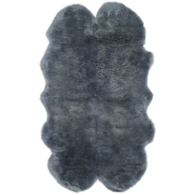 Solid Colour Sheepskin Area Rug, Rectangle 109 x 180cm