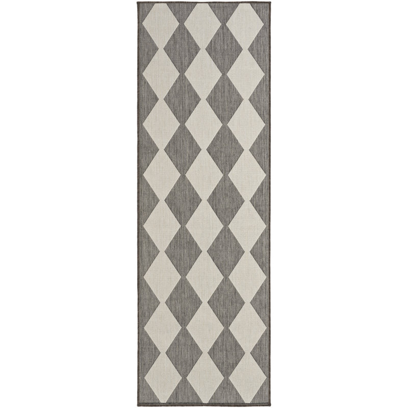 Rectangle Positano Indoor/Outdoor Area Rug, Runner 2'2" x 12', Gray