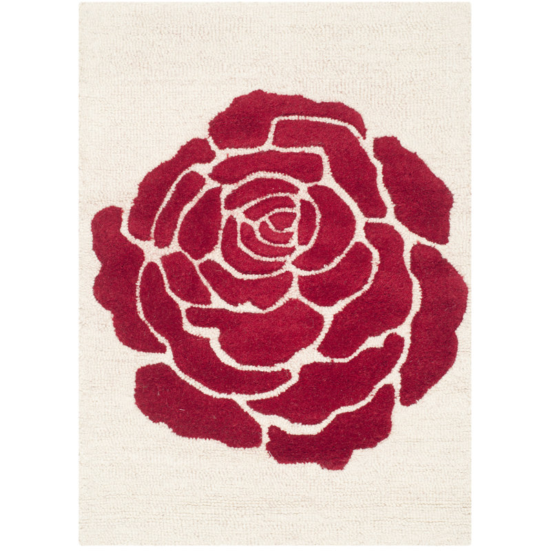 Cannen Hand Tufted Wool Floral Rug, Rectangle 2' x 3'