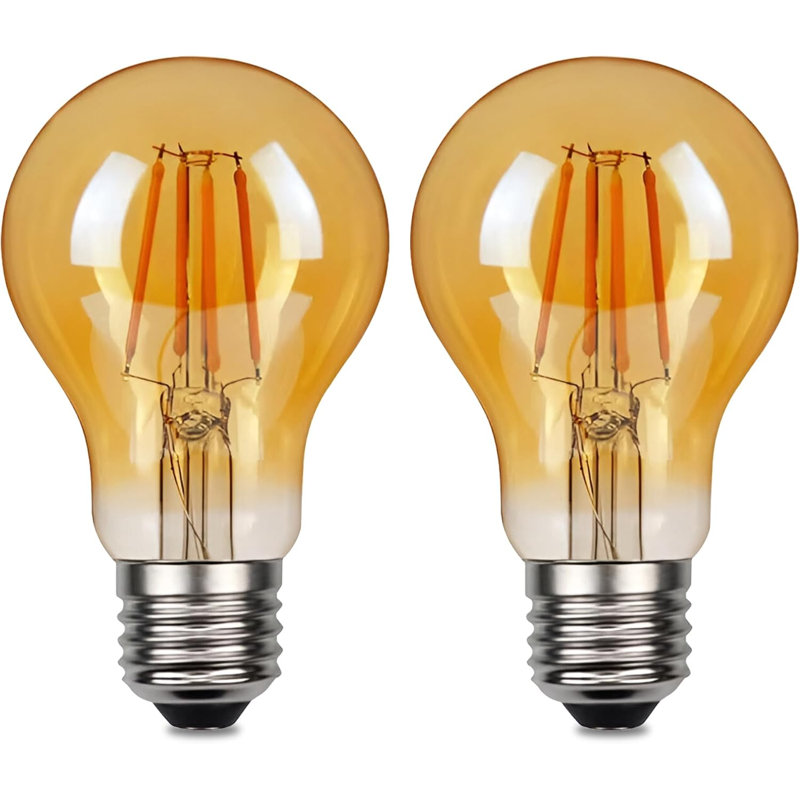 LED GLS Light Bulbs Edison Screw ES, 4W 450LM LED Bulbs,2700K Warm White,Dimmable A60 Vintage Amber Glass Globe E27 Energy Saving Globe Lamp Bulbs, Pack of 2