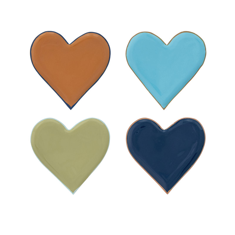 Enameled Metal Heart-Shaped Tray