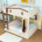 Wooden Bunk Bed with Trundle and Side Shelves and Ladder-505772091-505772090