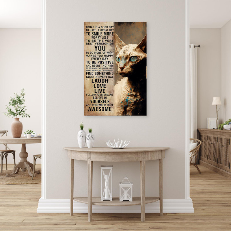 Sphynx Cat Today Is A Good Day - 1 pièce Sphynx Cat Today Is A Good Day, H 36 po x l 24 po x P 1,25 po
