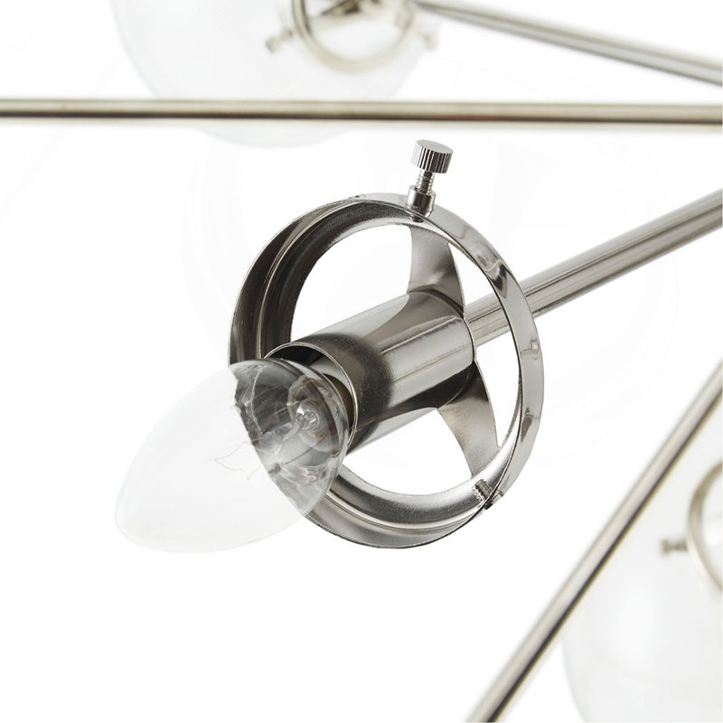 Lustre surdimensionné 12 lumières avec ampoules Globe, Argent argent